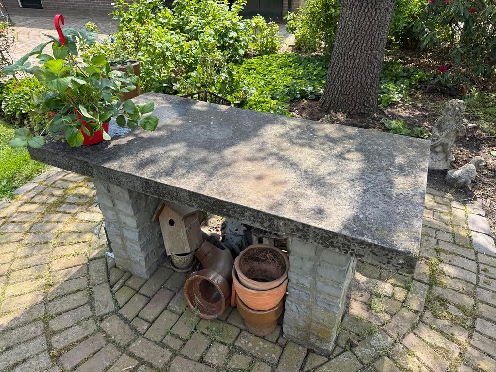 Natuursteen blad circa 160x80x7cm, Tuin en Terras, Tuintafels, Ophalen, Zo goed als nieuw, Rechthoekig, Overige materialen