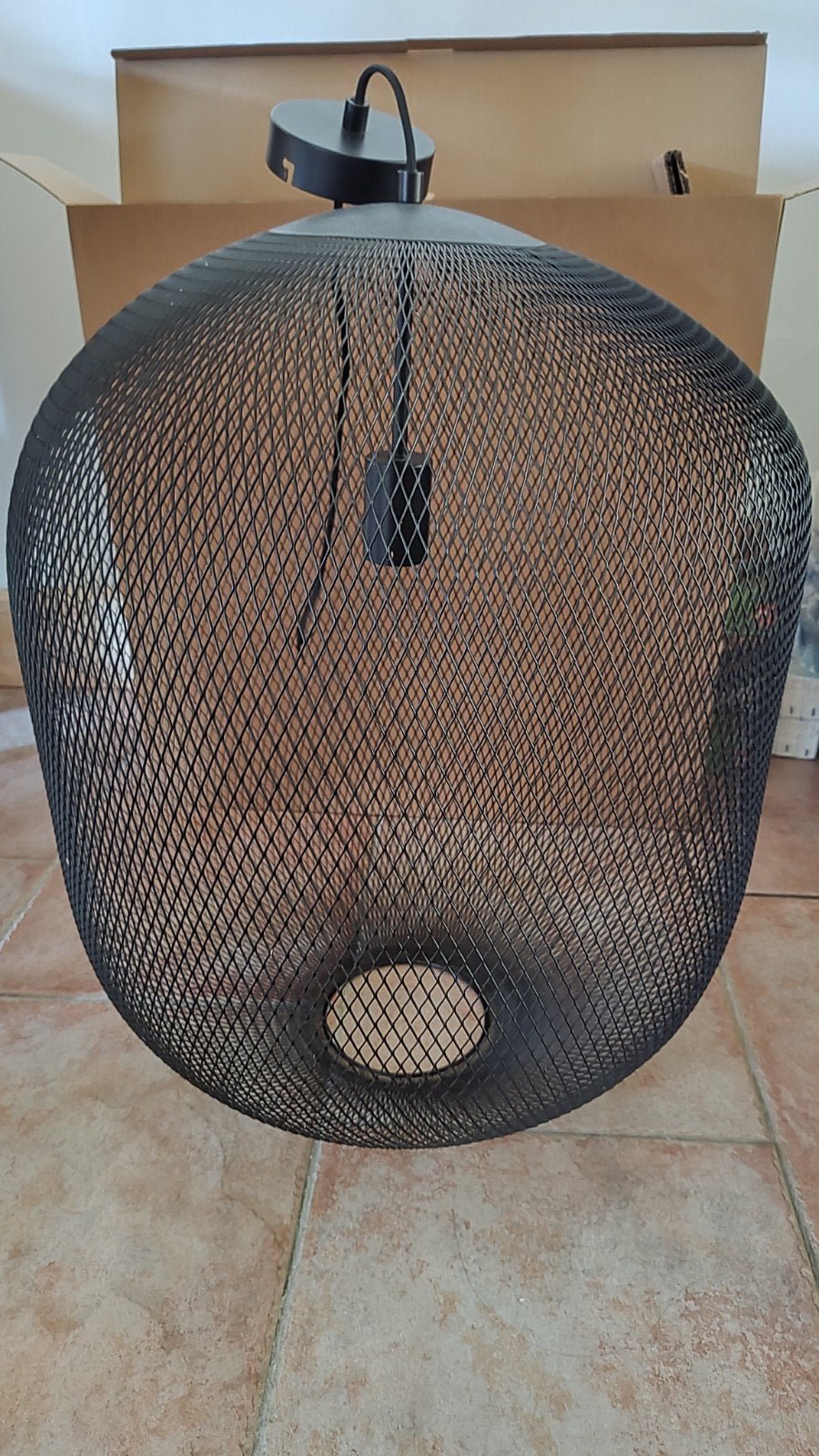 Zwarte Gaas Hanglamp D50x60 cm - Light & Living, Ophalen, Gebruikt, Modern, Industrieel, E27 (groot)