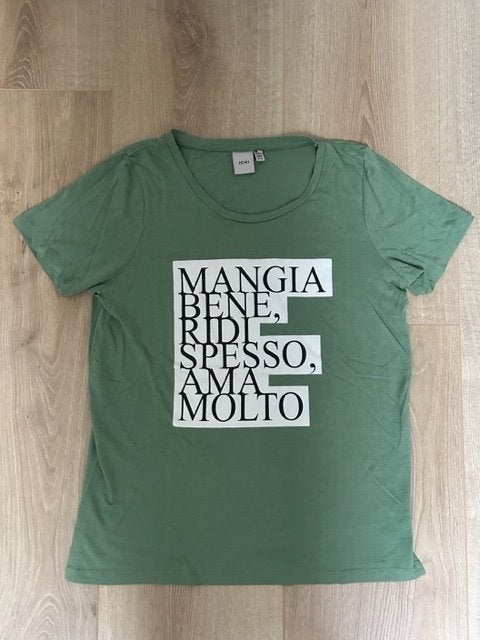 ICHI t-shirt met opdruk Italiaans (maat M), Kleding | Dames, Maat 38/40 (M), Nieuw, Ophalen of Verzenden, Korte mouw