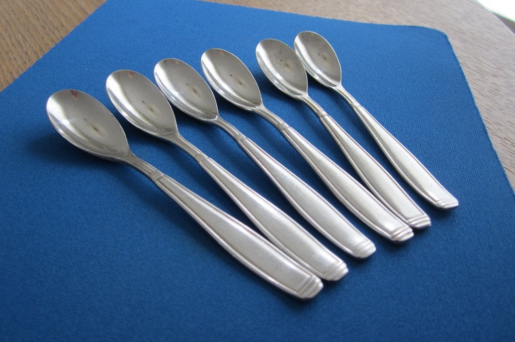 6 theelepel,koffielepel 11cm  Gero Zilmeta Carre 562., Theelepel, Gebruikt, Gero, Los bestek