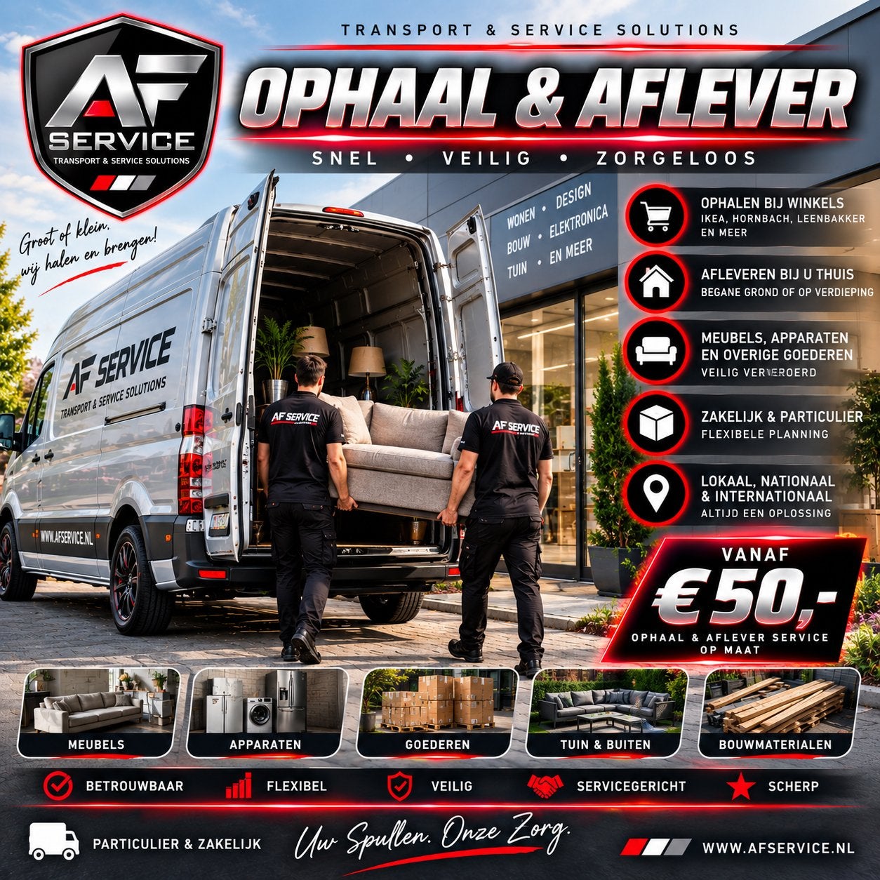 Ophaal & Aflever Service | Meubels & Grote Goederen, Diensten en Vakmensen