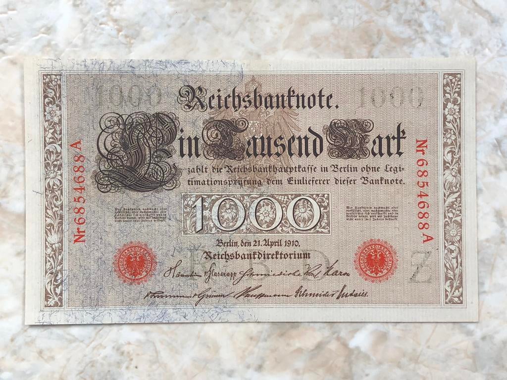 1000 mark 1910, Duitsland., Postzegels en Munten, Bankbiljetten | Europa | Niet-Eurobiljetten, Verzenden, Duitsland, Los biljet