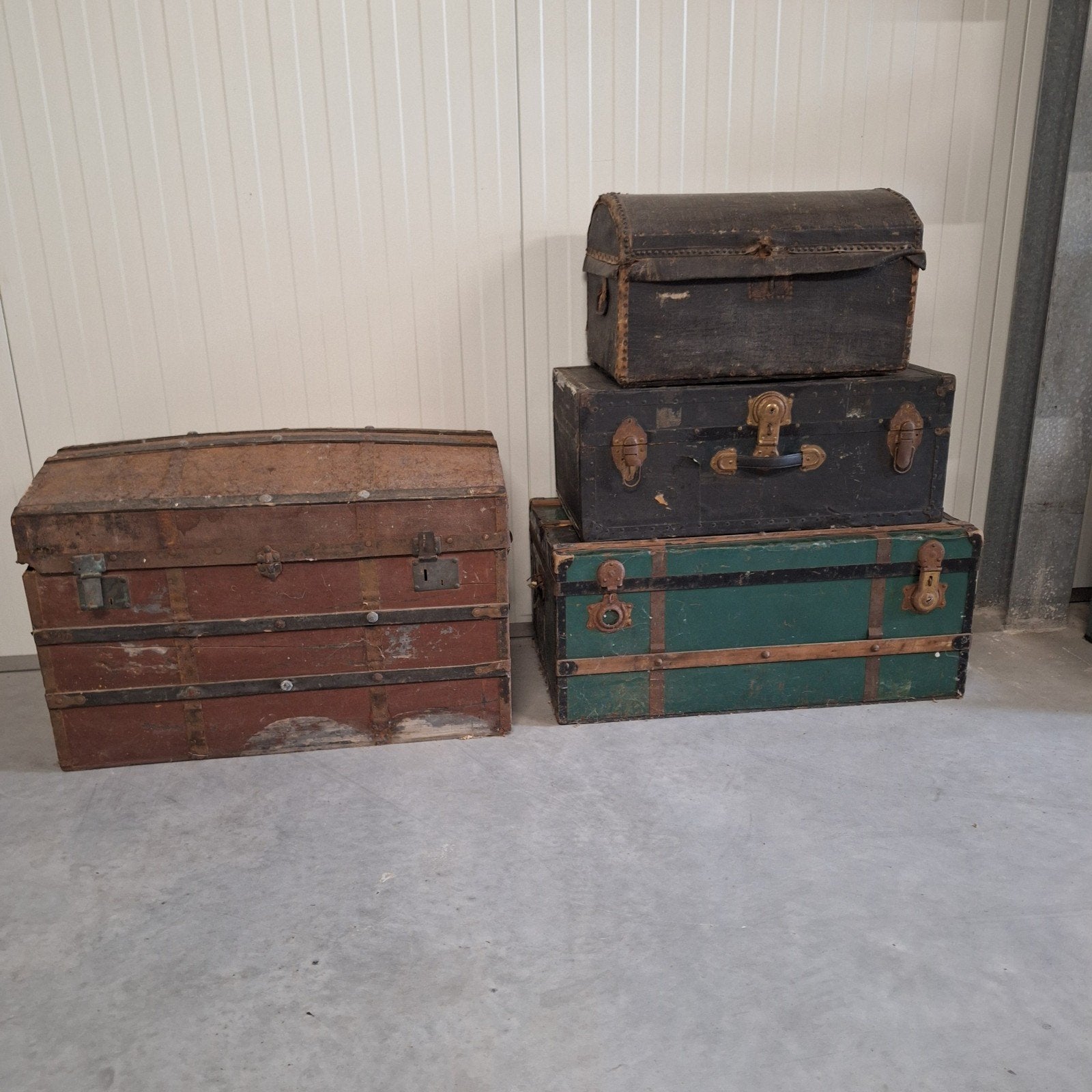 Set van 4 Antieke Kisten/Koffers - Vintage Decoratie, Ophalen