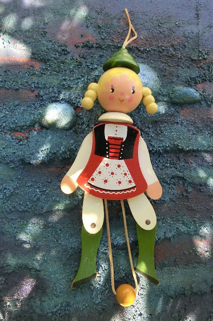 Vintage houten Sevi trekpop / Hampelmann, Ophalen of Verzenden