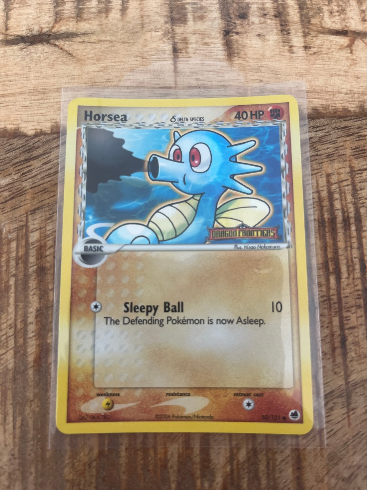 Horsea Reverse Holo 36/101 - Dragon Frontiers Pokémon Kaart, Ophalen, Zo goed als nieuw, Losse kaart, Foil