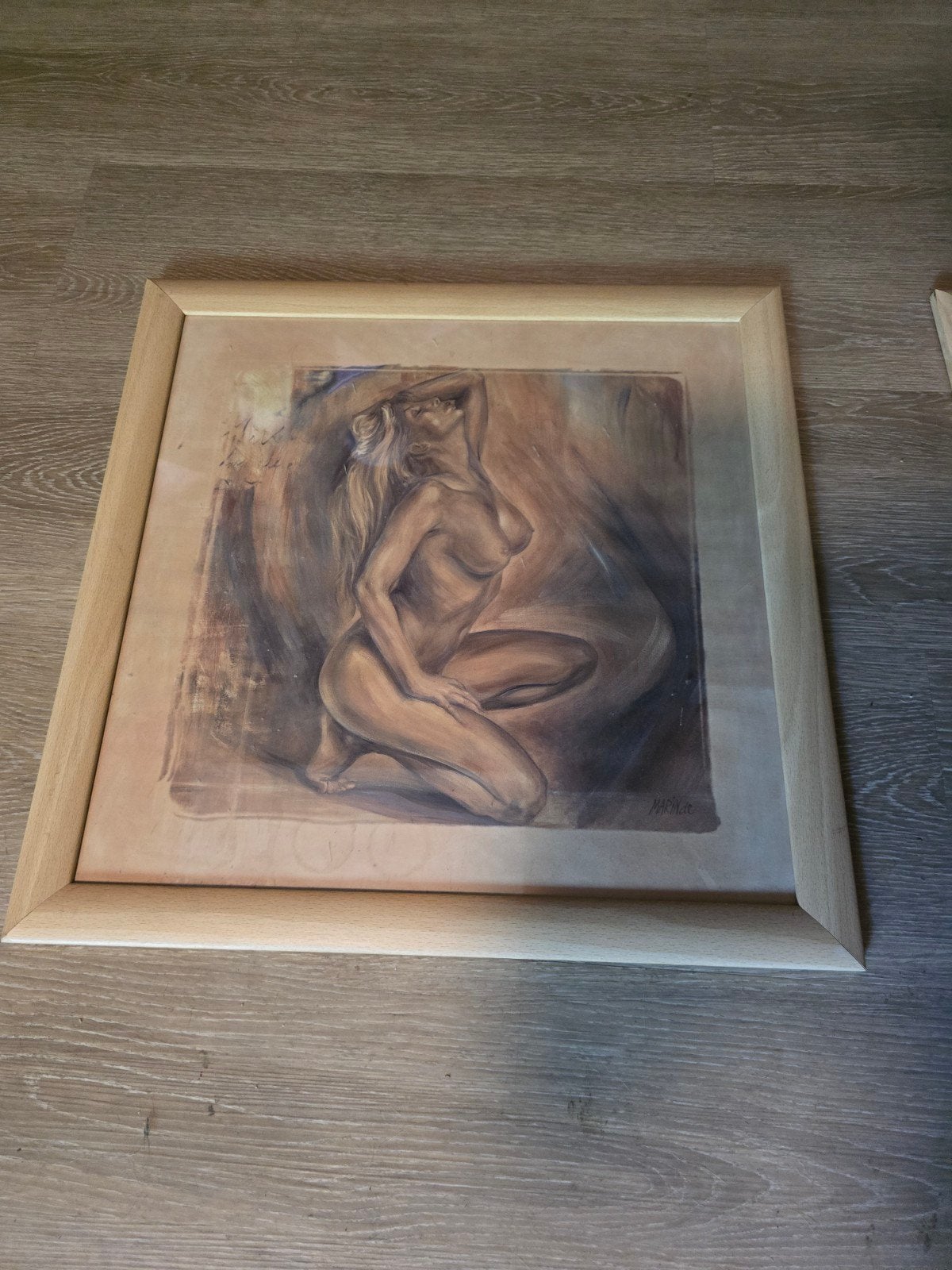 Twee ingelijste kunstwerken van naakte figuren, Antiek en Kunst, Kunst | Schilderijen | Klassiek, Ophalen of Verzenden