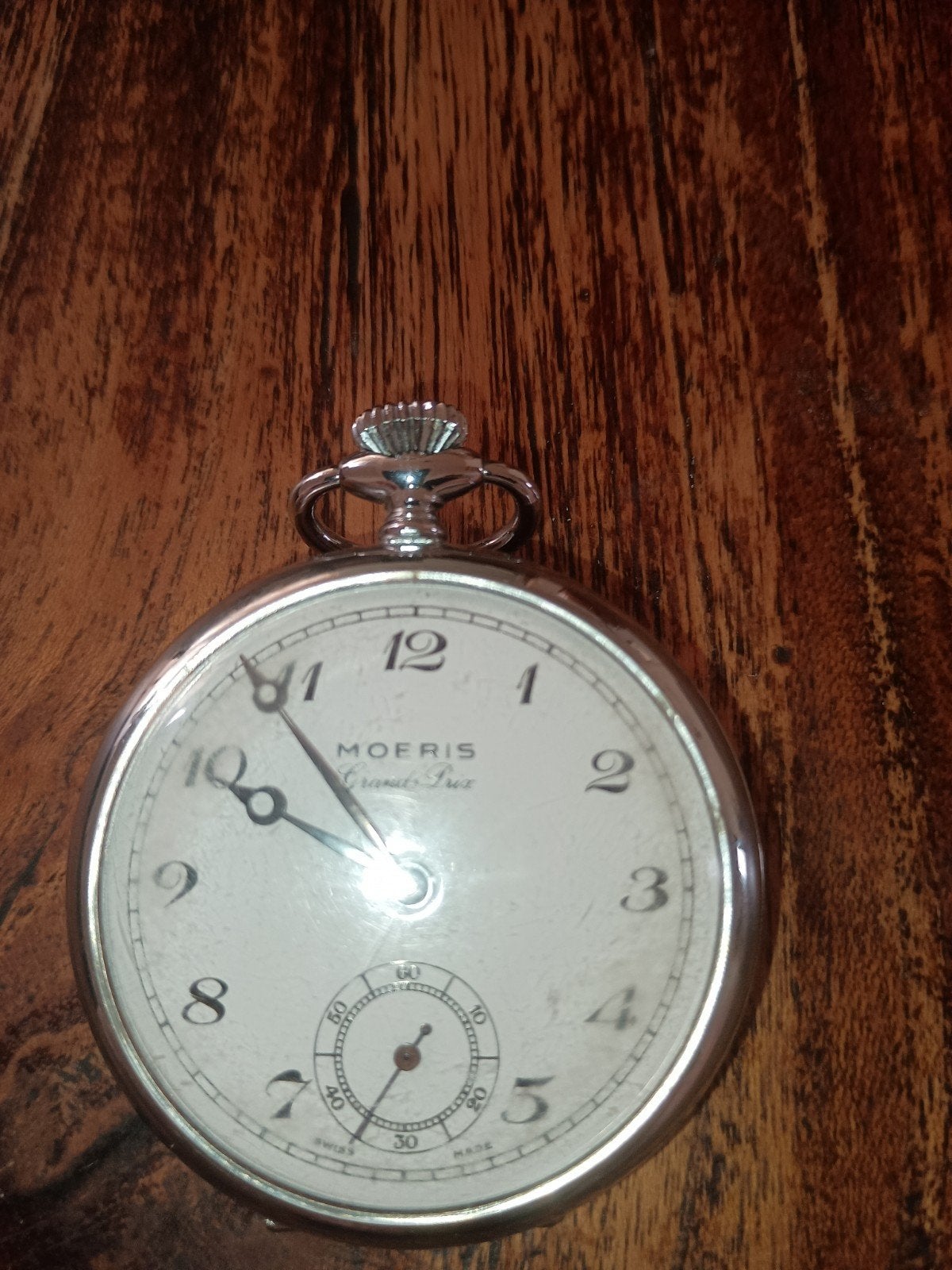 Antiek Moeris Grand Prix Zakhorloge - Zilverkleurig, Sieraden, Tassen en Uiterlijk, Horloges | Antiek, Overige merken, Zakhorloge