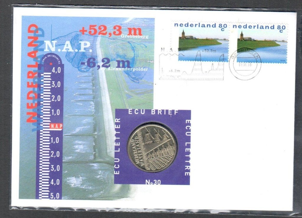 Penning - Ecu Brief 30 - NEDERLAND WATERLAND - 1998., Ophalen of Verzenden, Overige materialen, Nederland