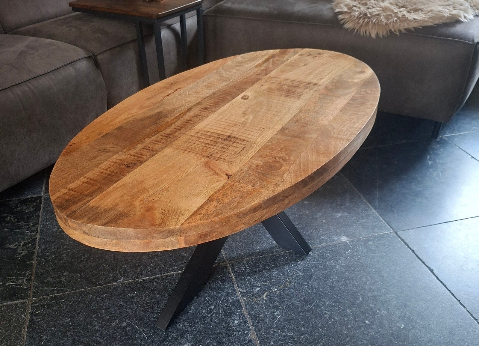salontafel mangohout, Ophalen, 100 tot 150 cm, 50 tot 100 cm, Zo goed als nieuw