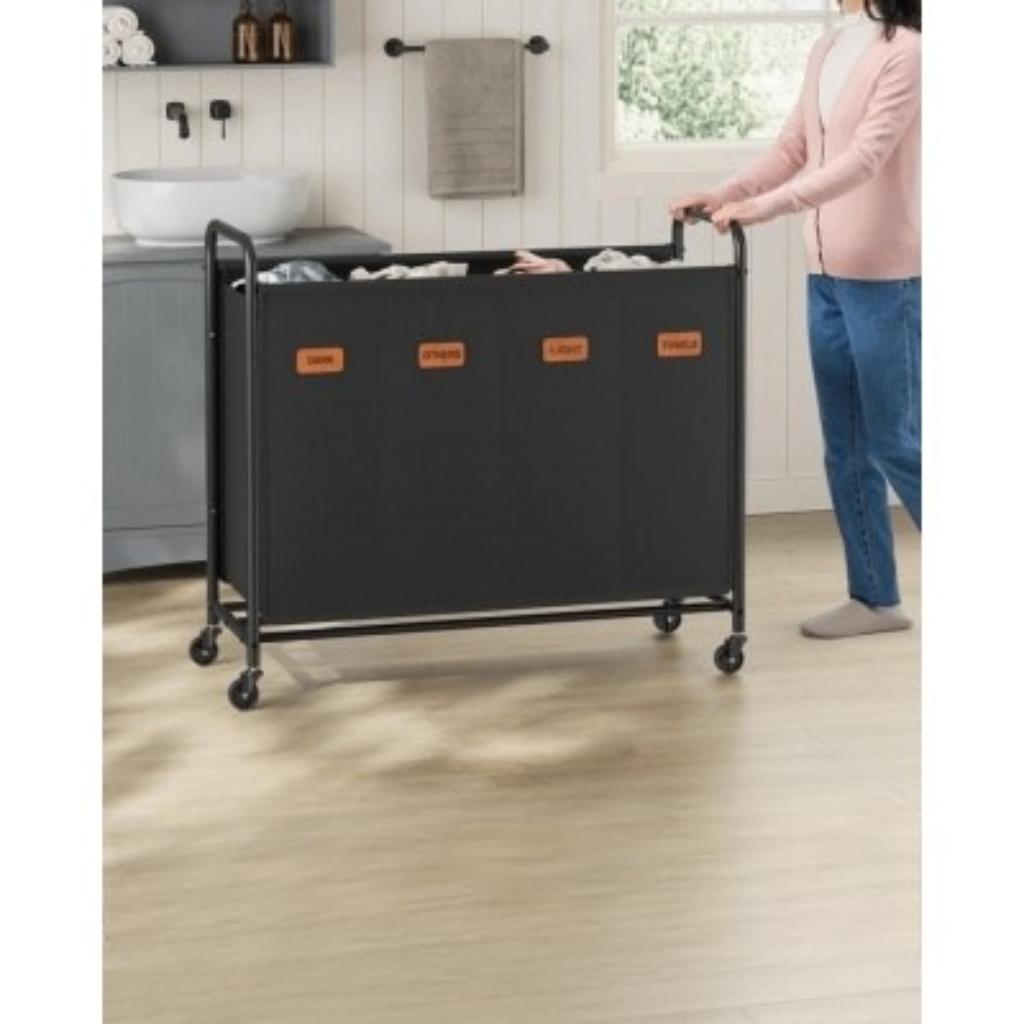 wasmand met wielen 4 vakken 200 L – inktzwart, SONGMICS HOME B.V., Compliance@songmicshome.com, Nieuw, Ophalen of Verzenden