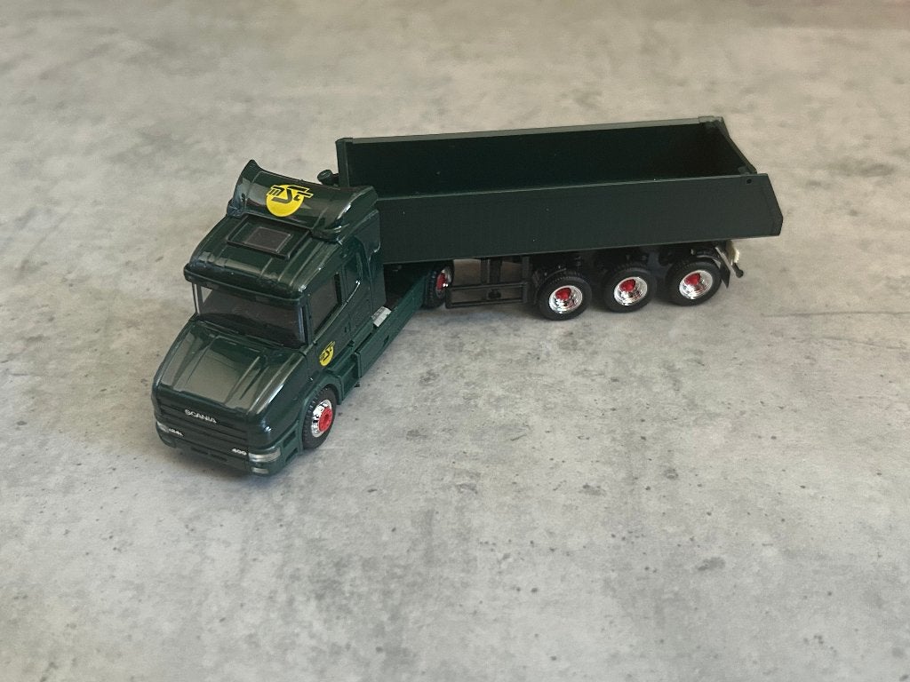 Herpa 1:87 MST Scania Hauber + kipper trailer, Ophalen of Verzenden, Zo goed als nieuw, Bus of Vrachtwagen, Herpa
