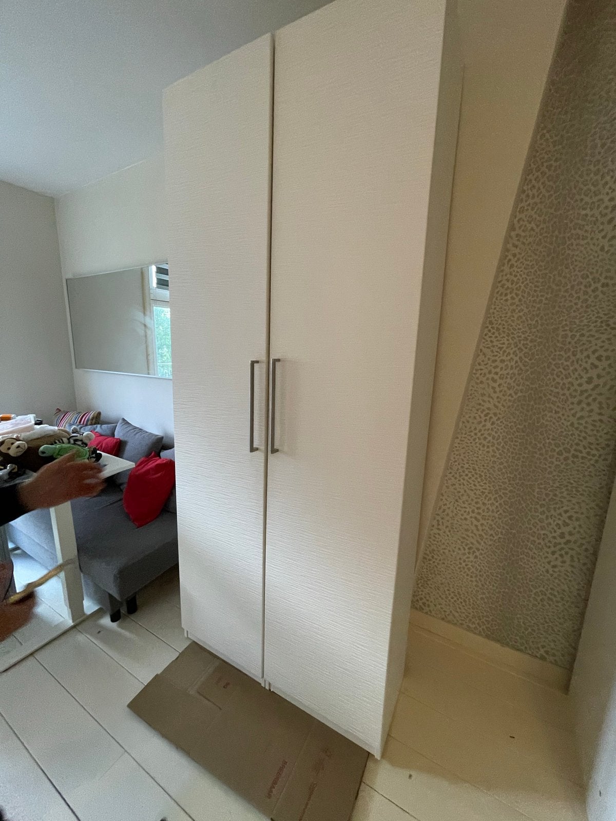 Witte Ikea kledingkast met hangruimte en lades, Ophalen, Gebruikt, 200 cm of meer, 50 tot 100 cm