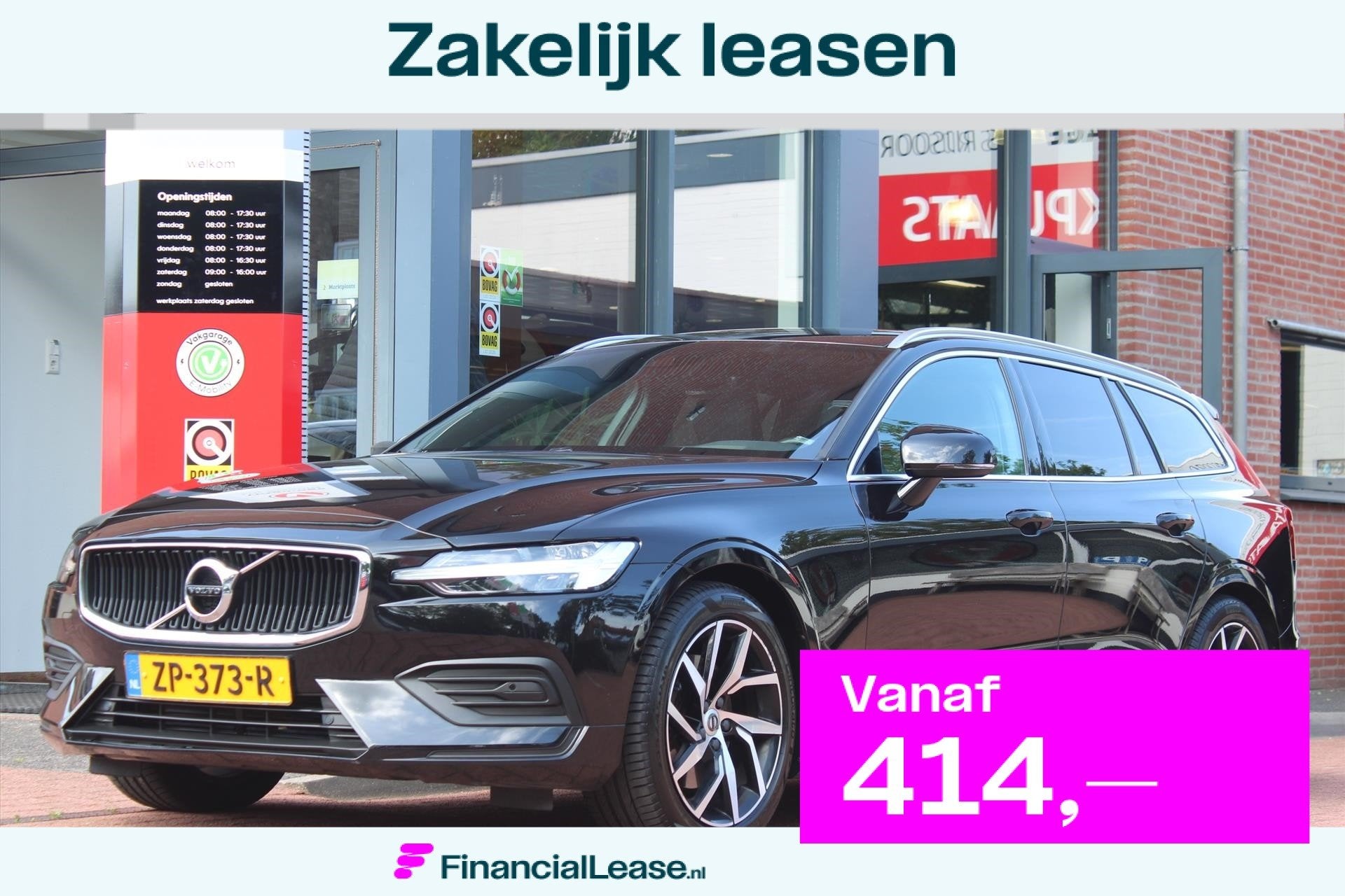 VOLVO V60 T4 *Momentum Pro* | 190PK | Camera | Vol- Leder |, 1969 cc, Zwart, 1603 kg, 93 €/maand