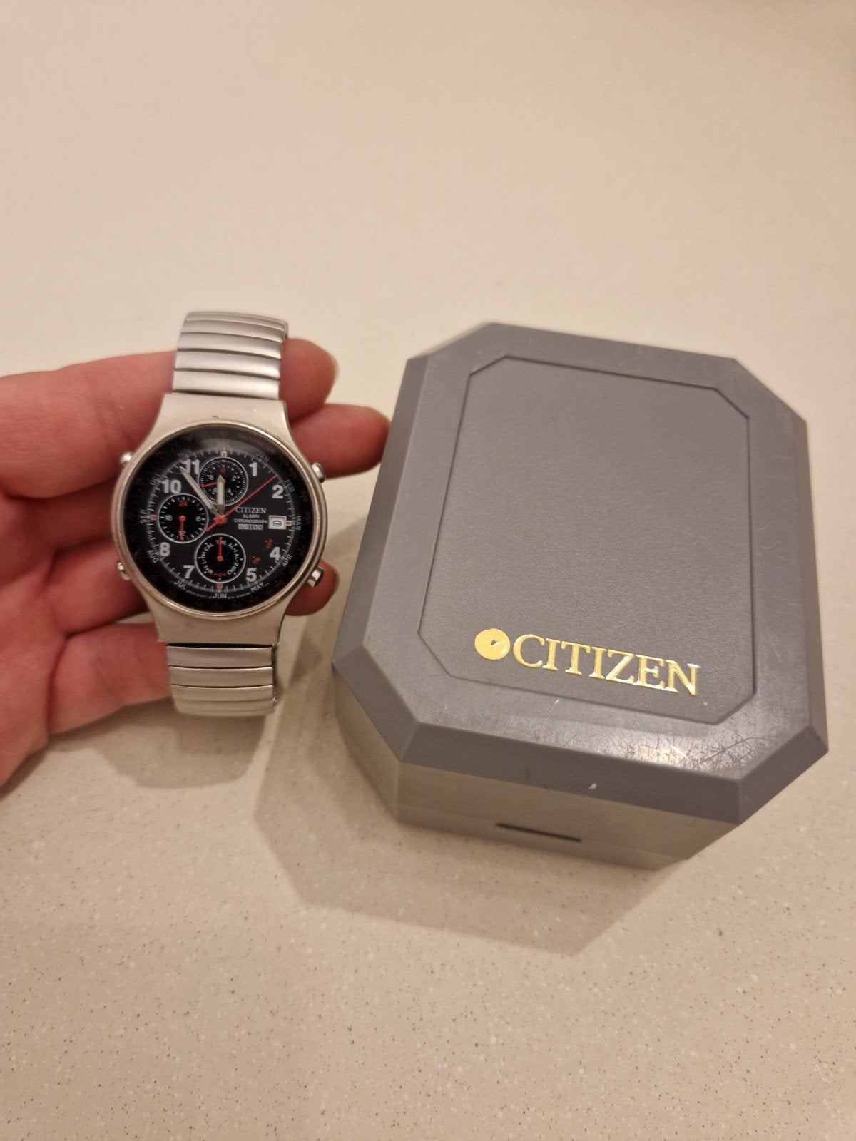 Prachtige Citizen Alarm Chronograph 35mm, Ophalen of Verzenden, IOS