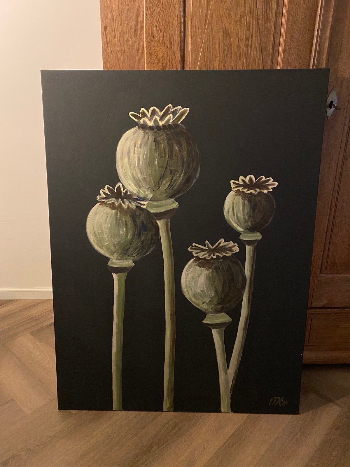 Origineel groot schilderij, Antiek en Kunst, Acrylverf, Doek, Klassiek, Gesigneerd