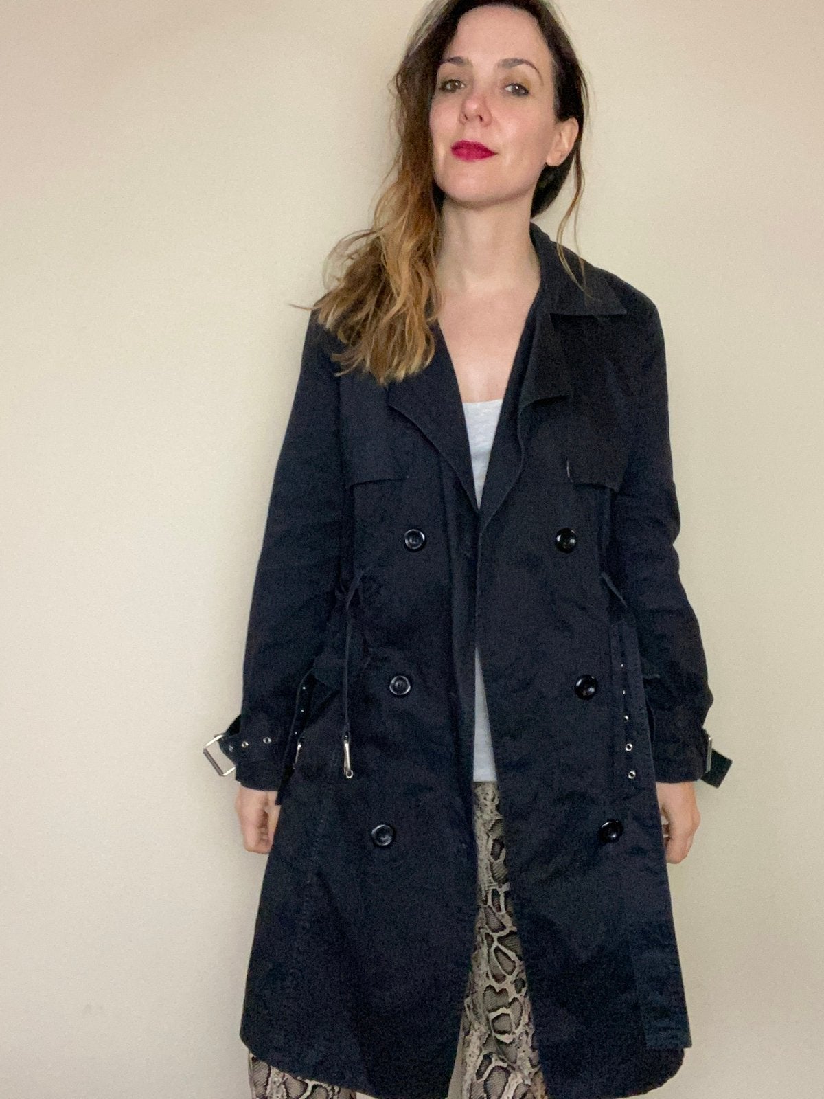 Trenchcoat / zwarte lange jas - zwart - 36 / S / small, Maat 38/40 (M), Hgv, Zwart, Hgv