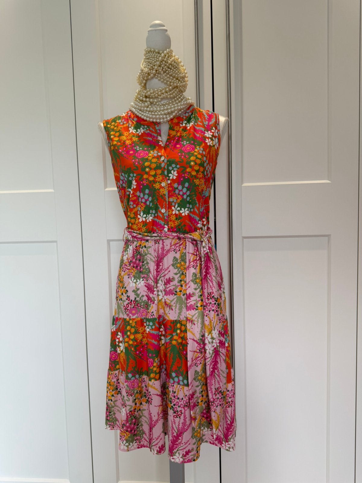 Schitterend Nieuw K-Design jurk oranje roze l xl 42 44, Kleding | Dames, Jurken, Verzenden, Maat 42/44 (L), Nieuw, Oranje