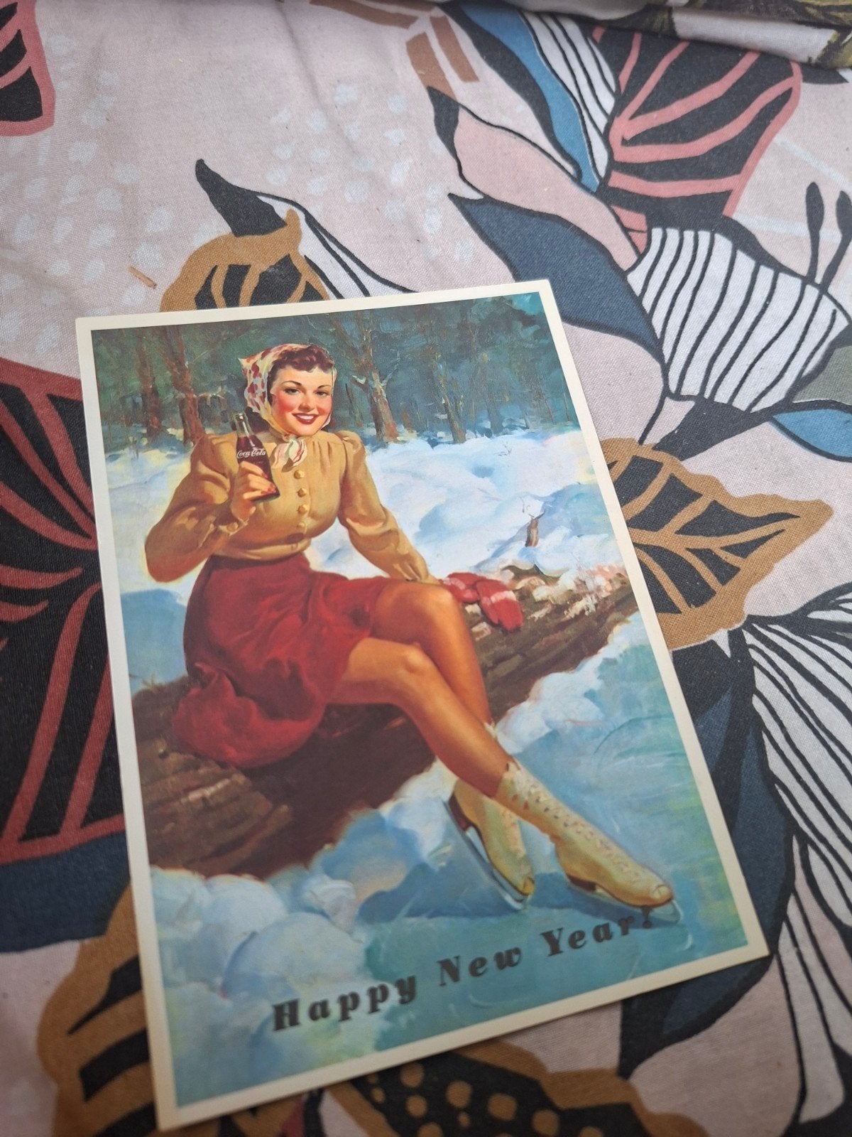 Vintage Coca-Cola 'Happy New Year' Ansichtkaart, Verzamelen, Ophalen of Verzenden, 1940 tot 1960, Ongelopen, Feest(dag)