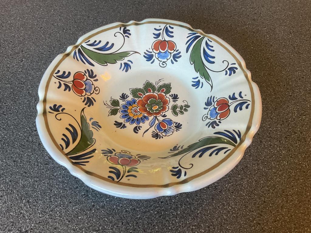 Delft polychroom Bord Handwerk Genummerd, Ophalen of Verzenden