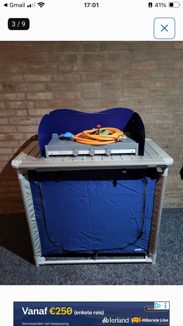Crespo campingkeuken/kookkast met Mivo 3-pits gasstel, Ophalen, Gebruikt