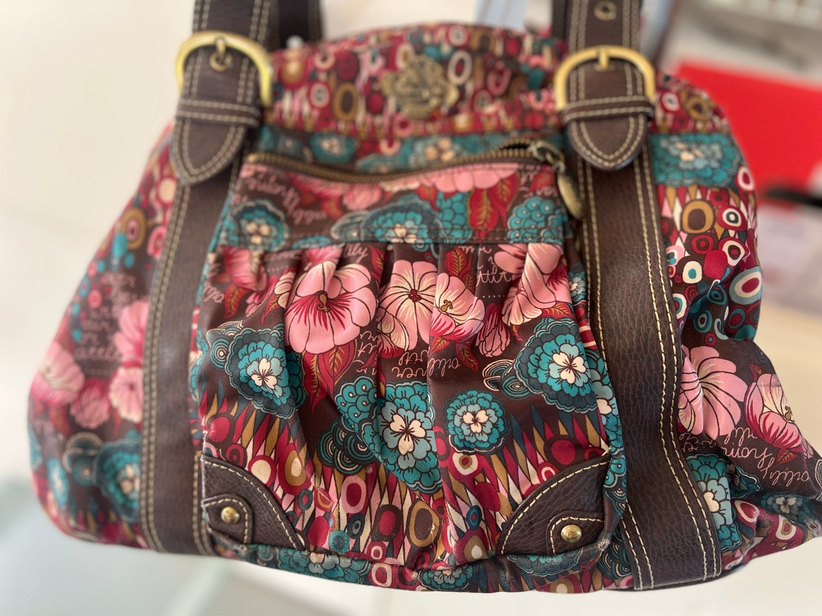 Oilily handtas met bloemenprint, Ophalen of Verzenden, Gebruikt, Overige kleuren, Handtas