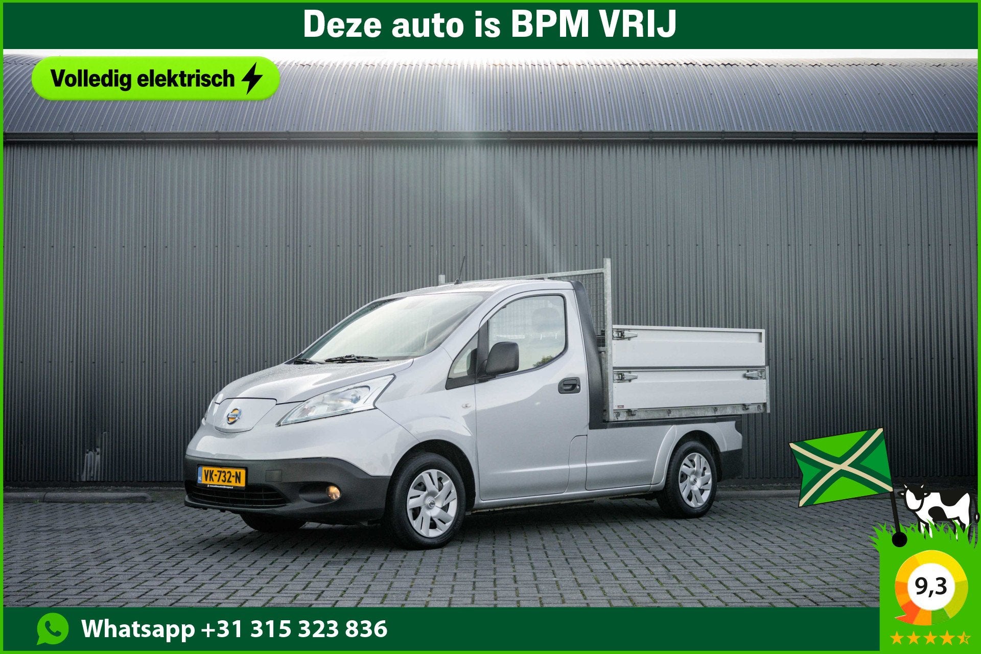 Nissan e-NV200 | Kipper | Volledig elektrisch | Camera | Nav, Auto's, Stof, Gebruikt, Zwart, 1719 kg