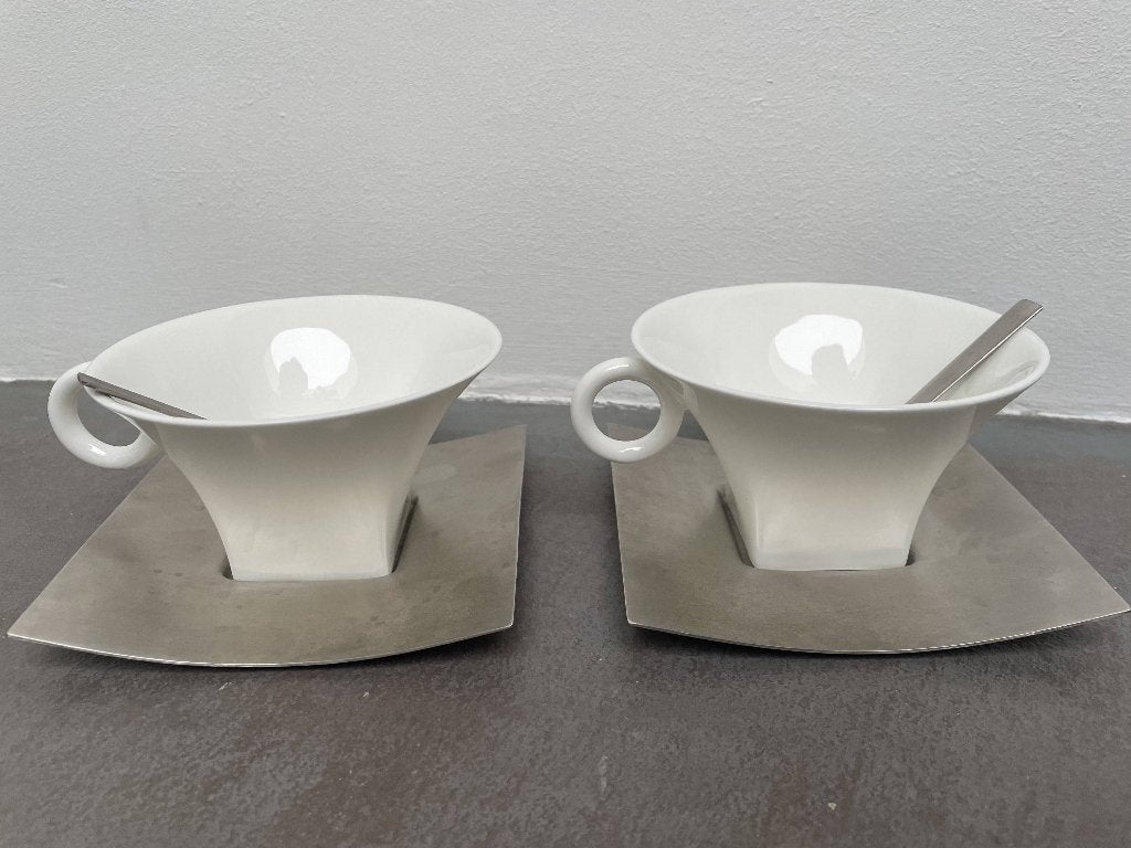 Luxe Tramontina Design Theekoppen Set (2-delig), Ophalen of Verzenden, Nieuw, Porselein, Overige stijlen