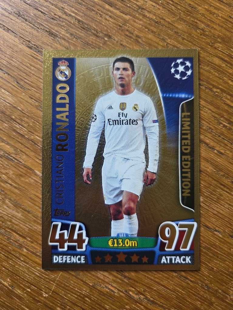 Cristiano Ronaldo LE1 Real Madrid Gold Limited Edition 2016, Ophalen of Verzenden, Zo goed als nieuw, Losse kaart