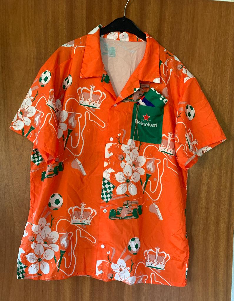 Heineken oranje Hawai blouse maat L/Xl, Ophalen of Verzenden, Zo goed als nieuw, Overige typen, Oranje of Koningsdag