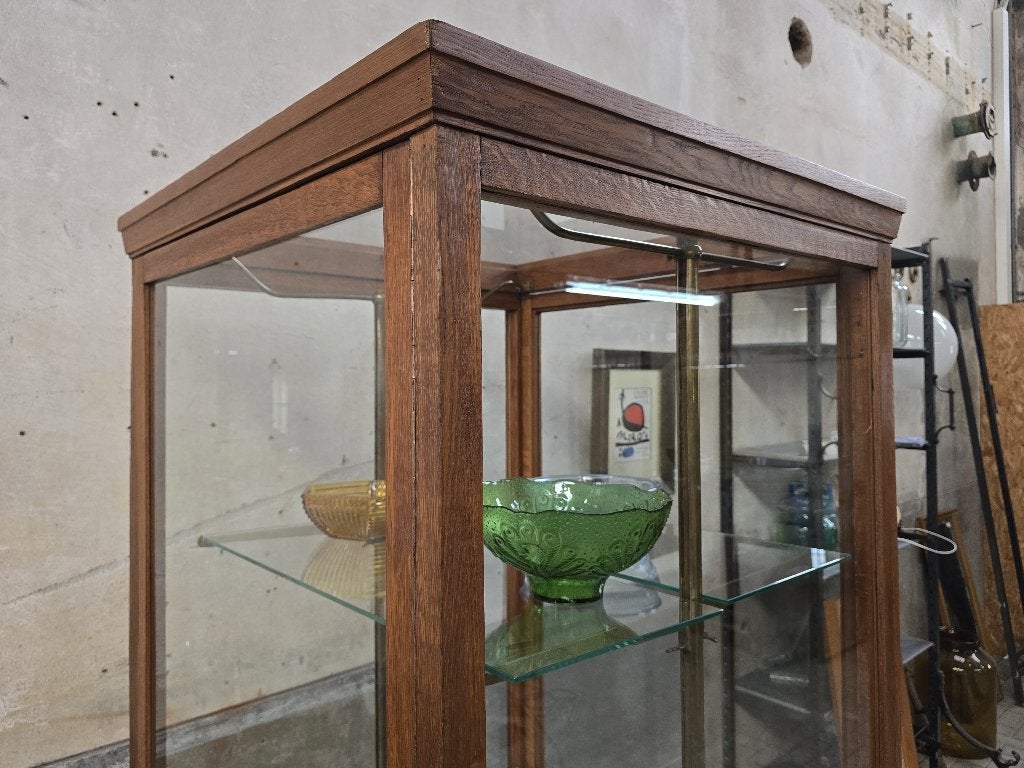 Museum Vitrine Antiek Engels Vintage Eiken Hout Vitrine Kast, Ophalen of Verzenden