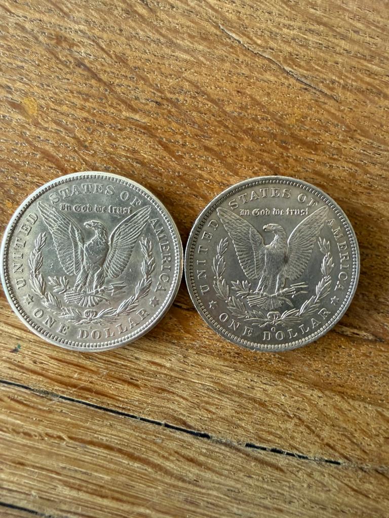 2 USA Dollar’s - Morgan dollar 1884 o & 1921 s, Ophalen of Verzenden, Noord-Amerika