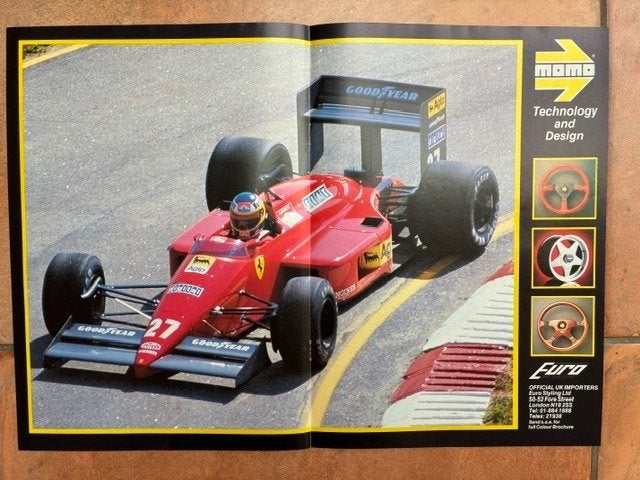 Poster Momo, Alesi en Ferrari F1, Ophalen of Verzenden, Zo goed als nieuw, Formule 1