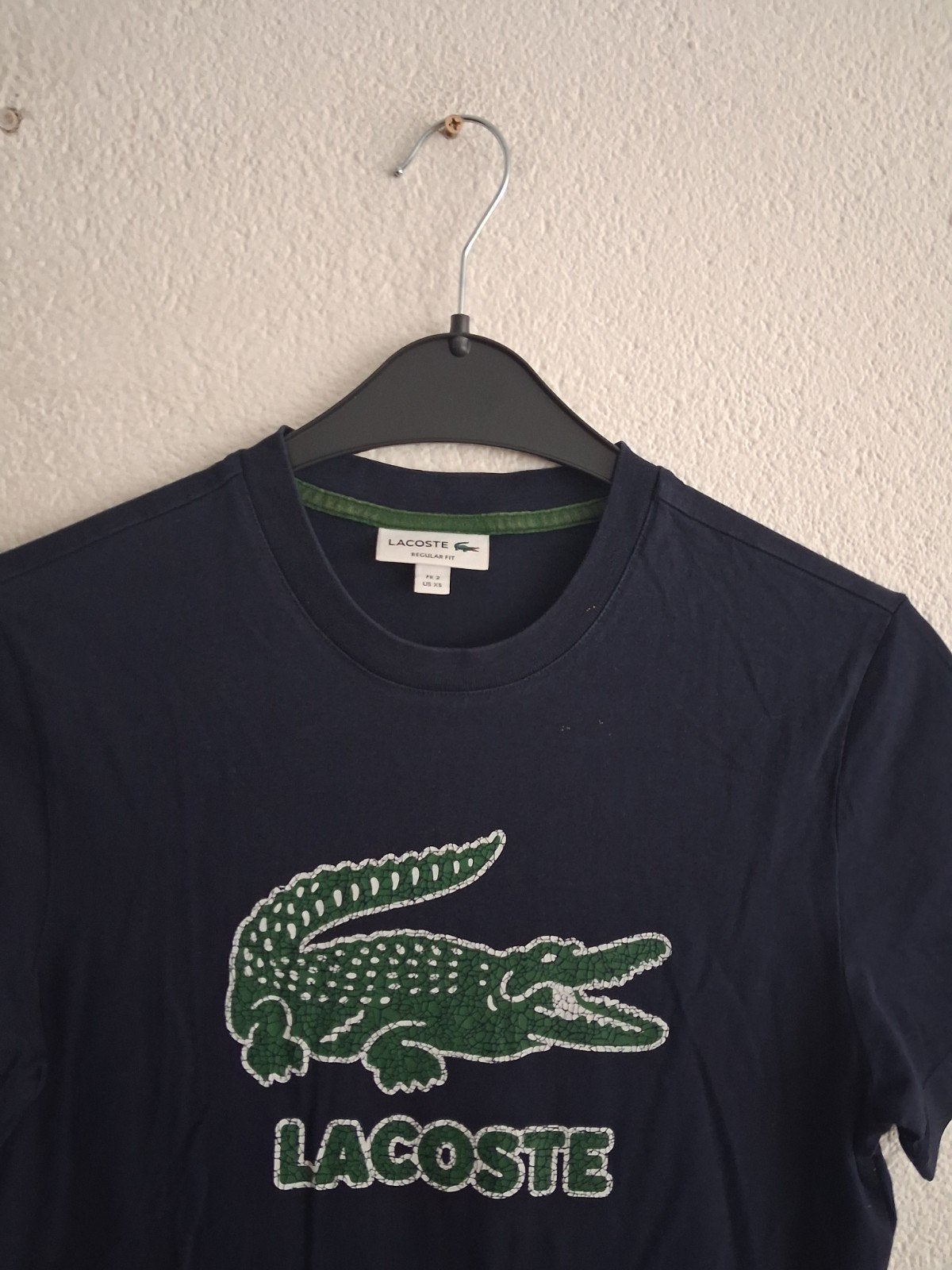 Lacoste T-shirt met groot krokodillenlogo Maat  S of XS, Blauw, Lacoste, Ophalen of Verzenden, Zo goed als nieuw