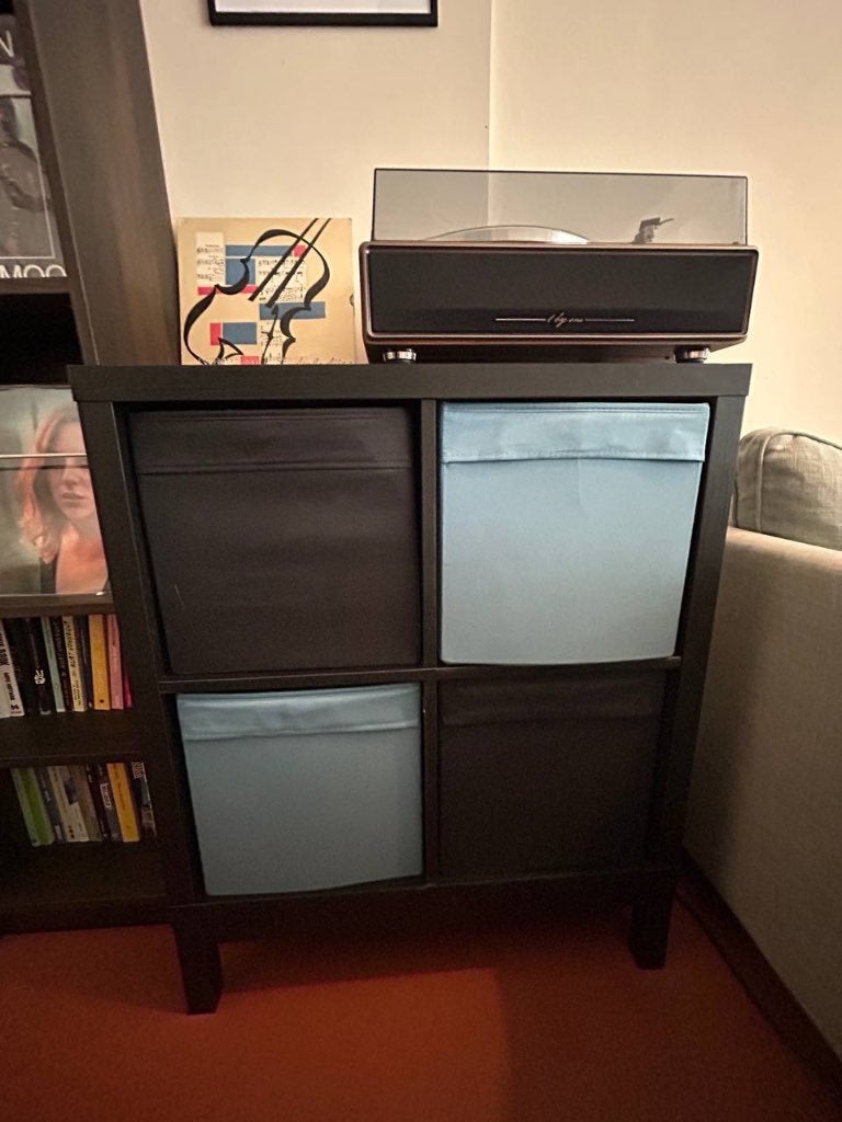 Kallax Kast met opbergdozen, Huis en Inrichting, Kasten | Boekenkasten, Zo goed als nieuw, 50 tot 100 cm, Minder dan 100 cm, 25 tot 50 cm