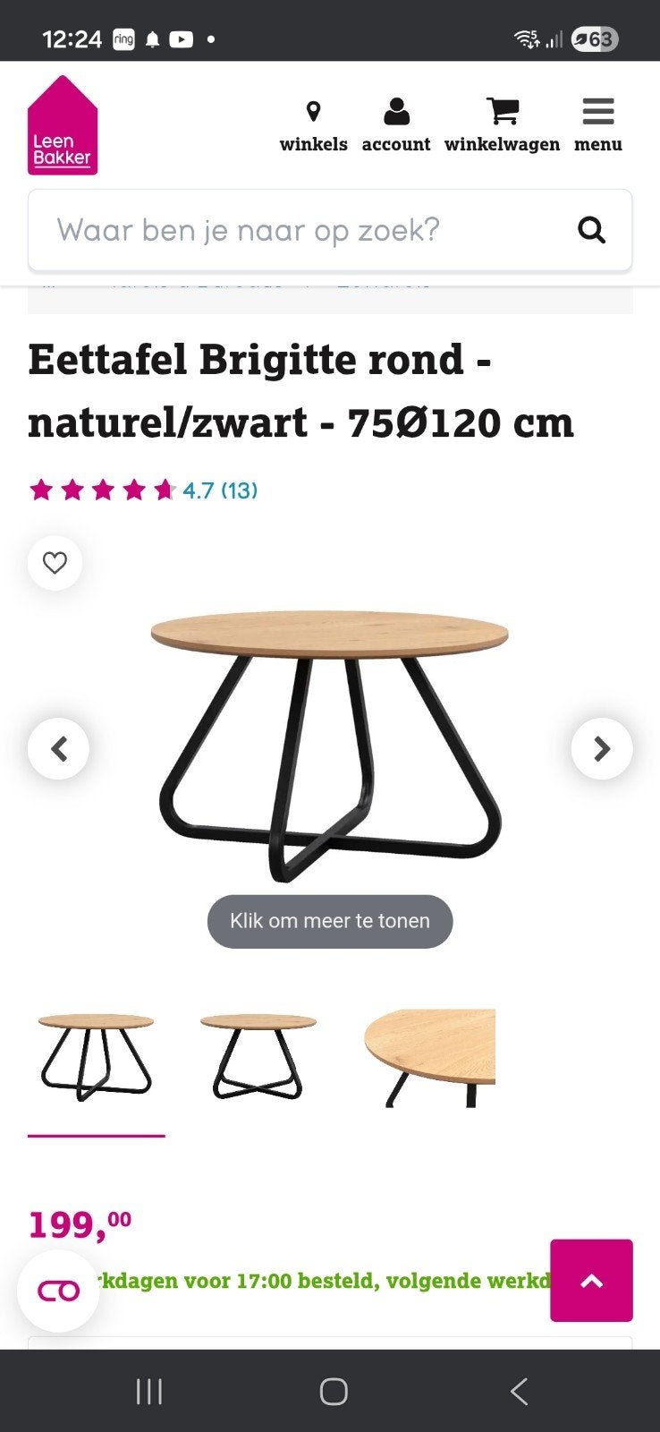 Ronde eettafel, Huis en Inrichting, Tafels | Eettafels, Ophalen, Rond, Vier personen, 100 tot 150 cm