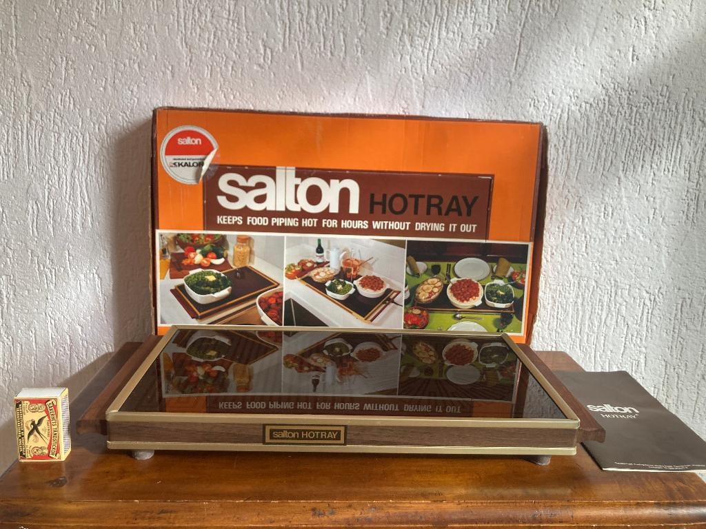Vintage Salton elektrisch rechaud houten handgrepen + doos, Ophalen of Verzenden