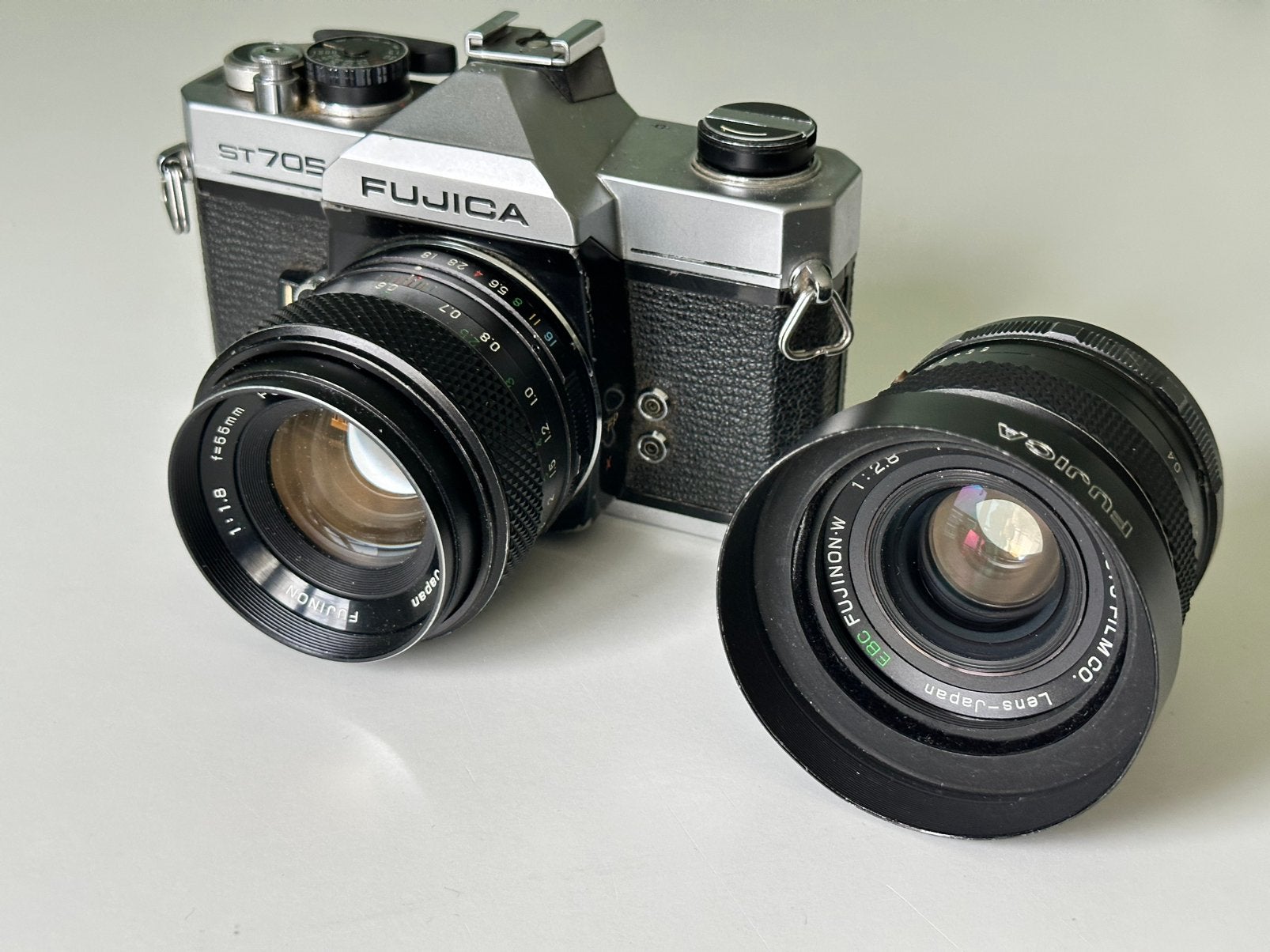 Fujica ST705 EBC 55mm 1.8 and 35mm 2.8, Ophalen of Verzenden, Gebruikt, Spiegelreflex, Fuji