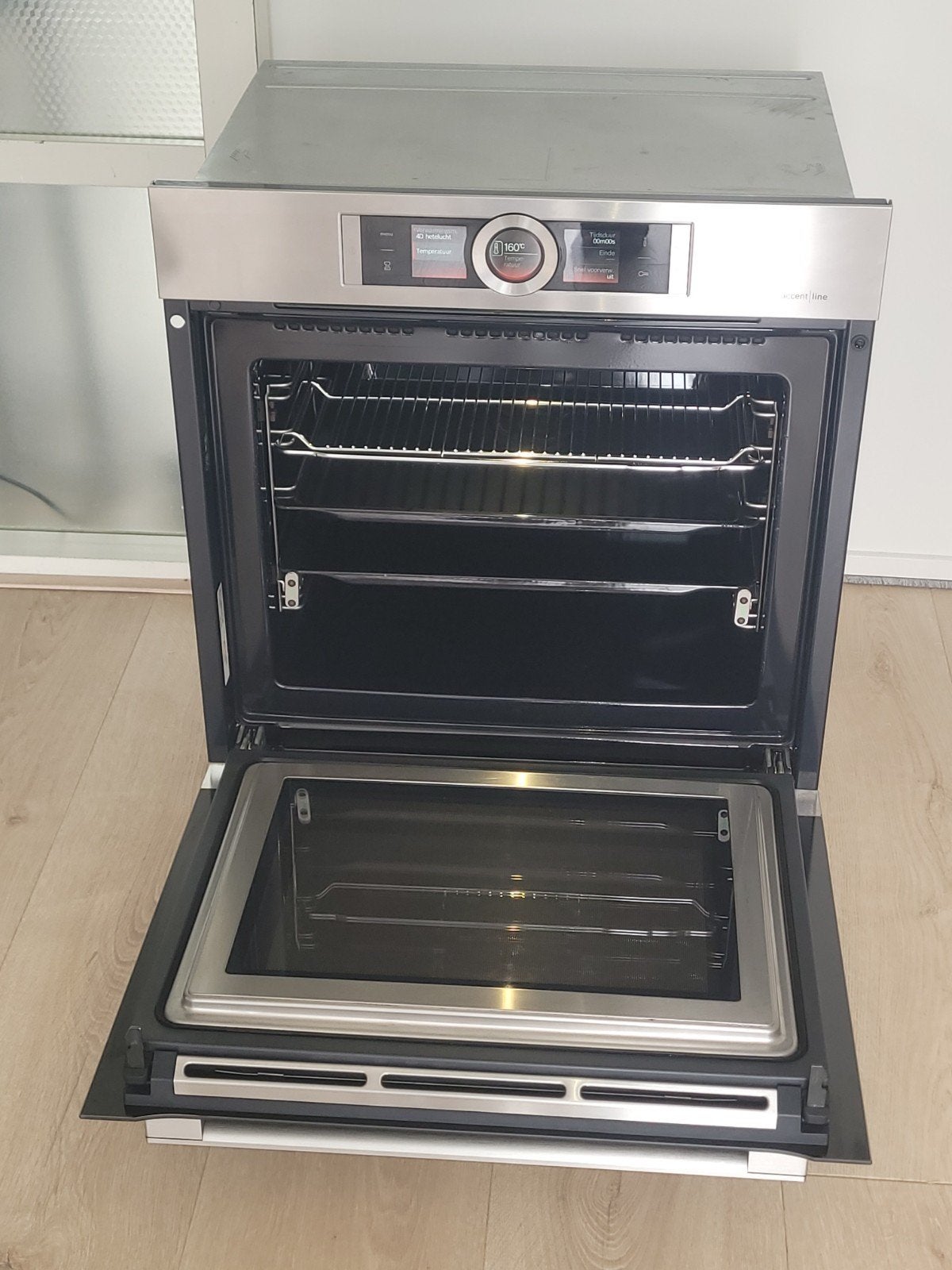 Prachtige Bosch RVS inbouw oven met magnetron functie, Witgoed en Apparatuur, Ovens, Ophalen, Zo goed als nieuw, Oven met grill