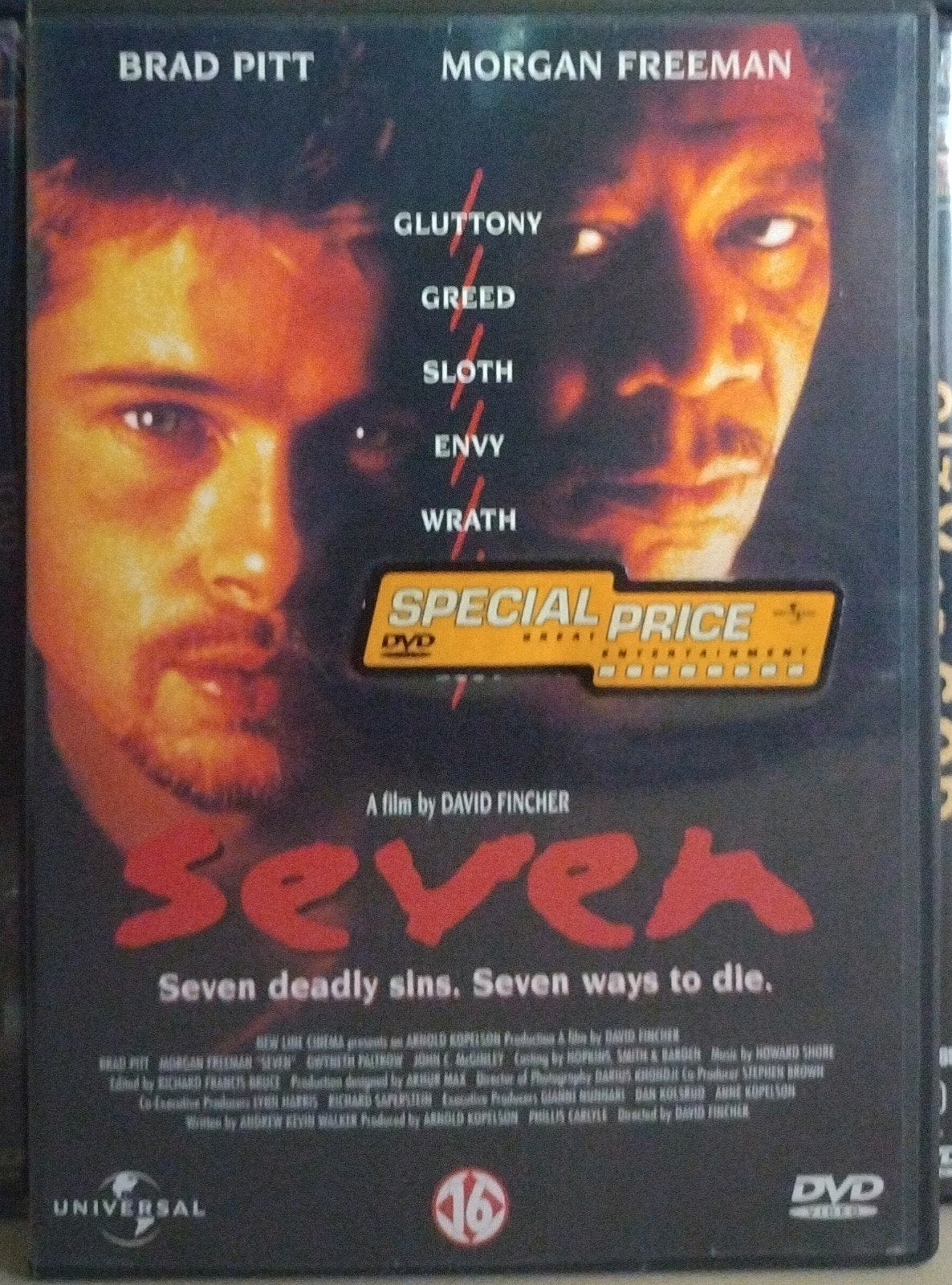Seven (DVD) - Brad Pitt & Morgan Freeman, Vanaf 16 jaar, Nederlands, Ophalen of Verzenden, Psychologische thriller