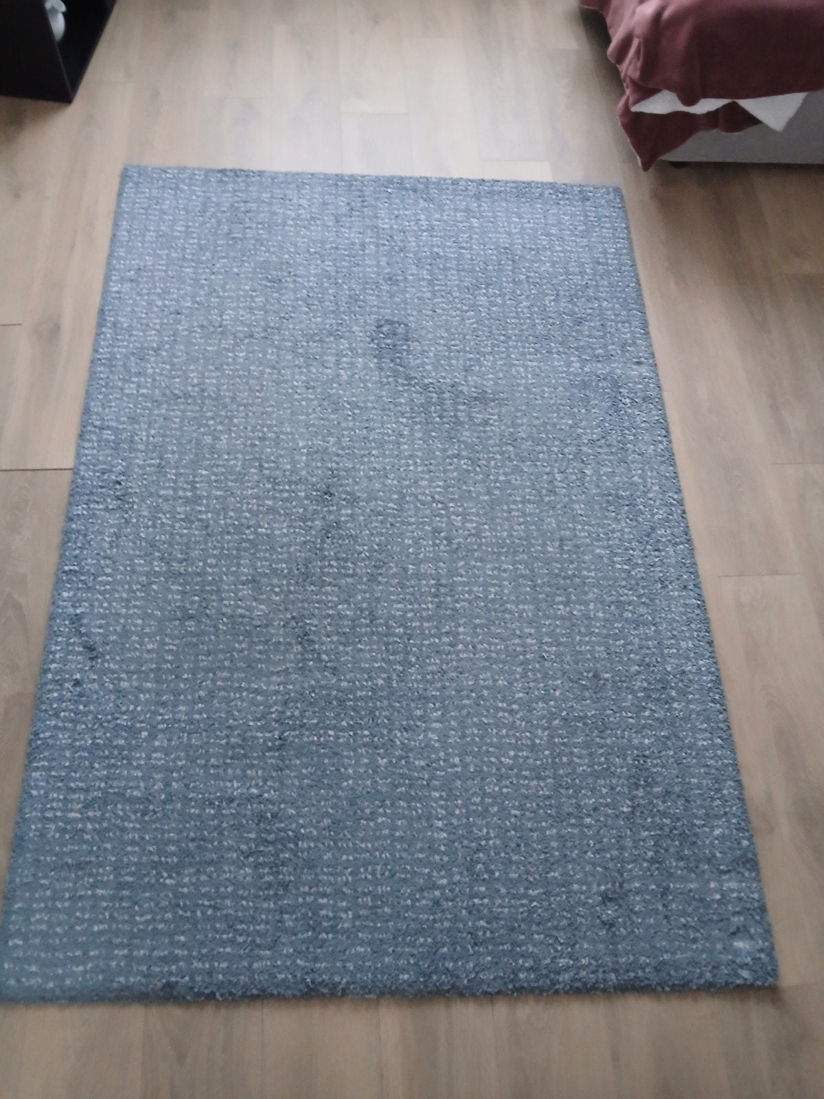 Ikea blauw/wit vloerkleed Langsted, Gebruikt, 100 tot 150 cm, Blauw, Ophalen of Verzenden