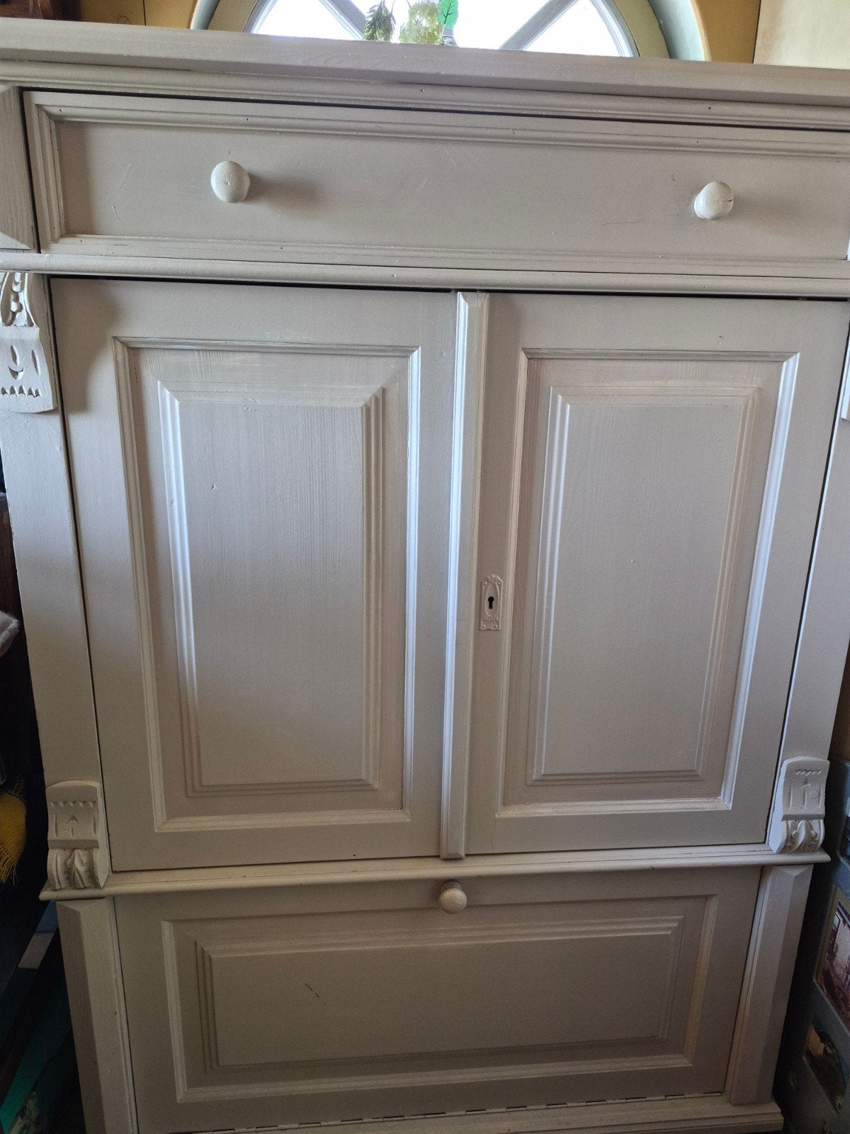 Grenen. ( geverfd) tv kast met lade, deurtjes en klep, Huis en Inrichting, Ophalen, 50 tot 75 cm, 100 tot 150 cm, 100 tot 150 cm