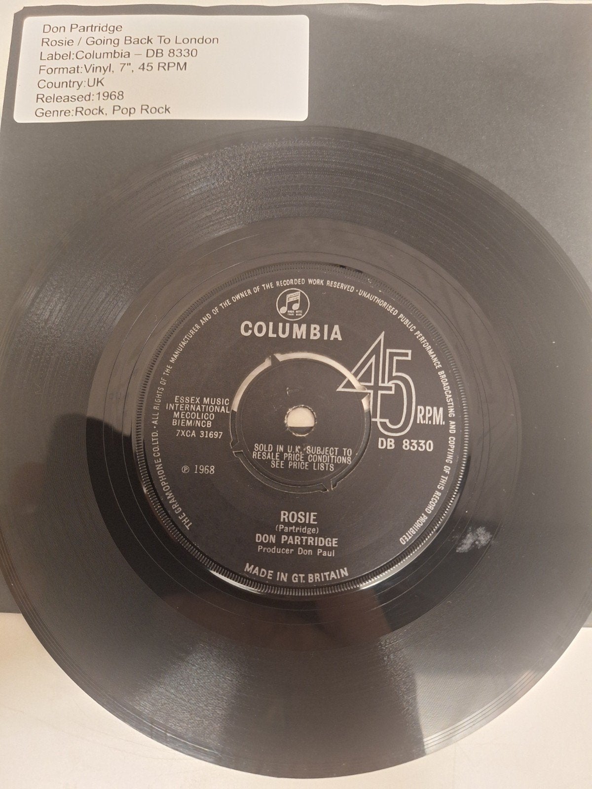 Don Partridge - Rosie, 1968., Verzenden, 7 inch, Poprock