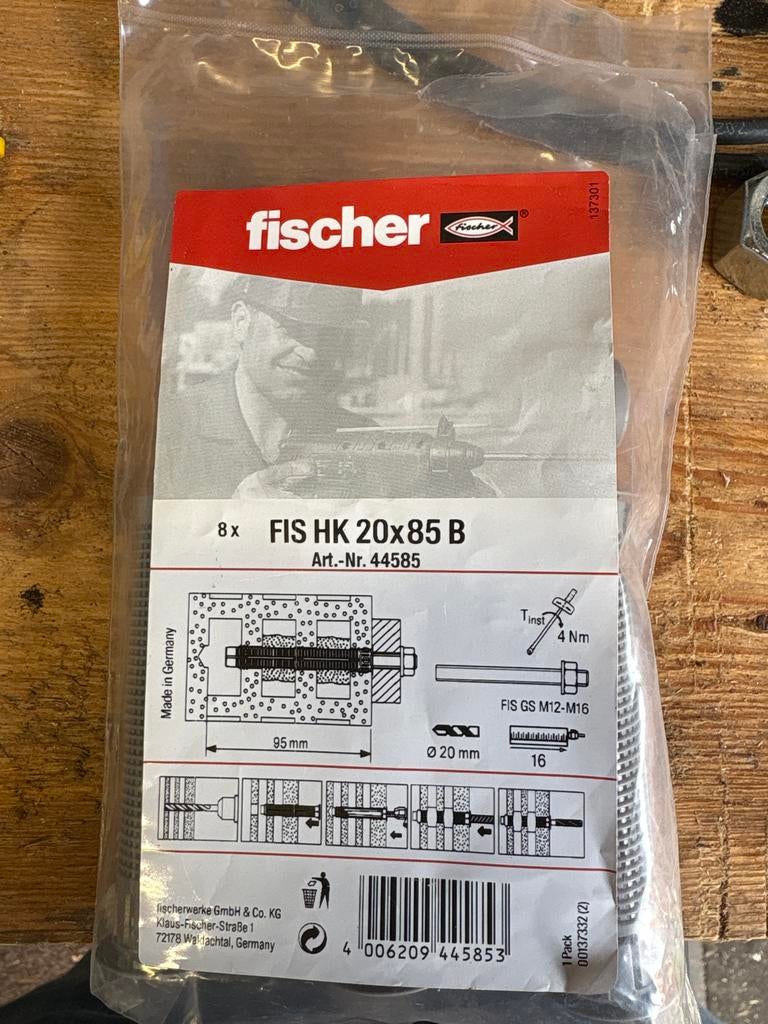 Fischer pluggen FIS HK 20x85 B (9 stuks), Ophalen of Verzenden, Nieuw, 50 tot 100 mm, Pluggen