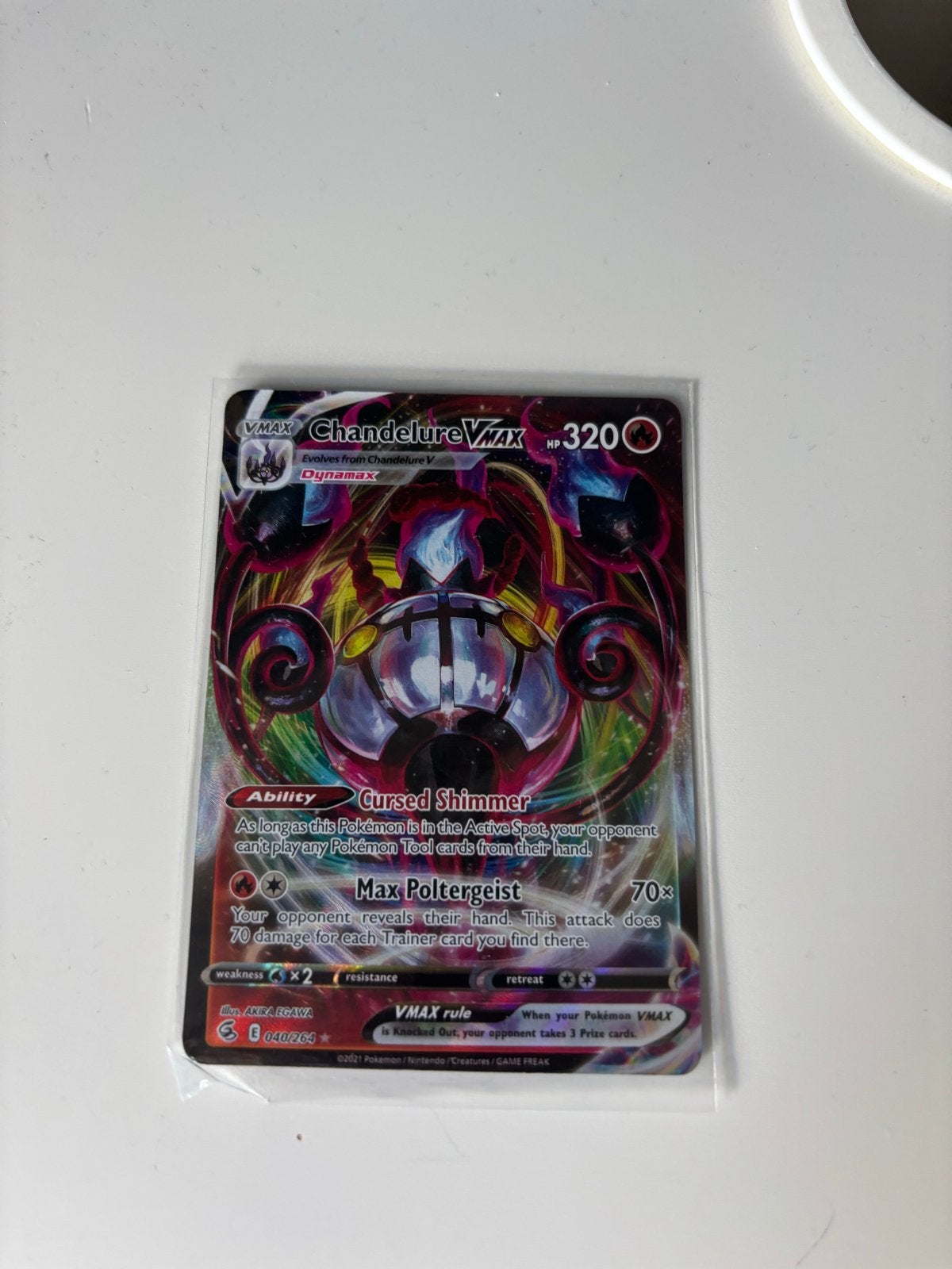 Chandelure VMAX Pokémon kaart (Fusion Strike 060/264), Ophalen, Zo goed als nieuw, Losse kaart