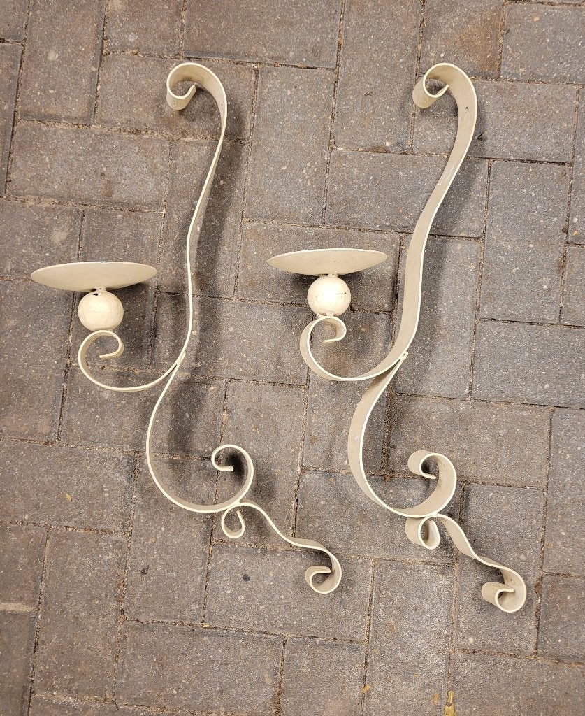 Set Wandkandelaars IJzer Crème 70cm, Antiek en Kunst, Curiosa en Brocante, Ophalen of Verzenden