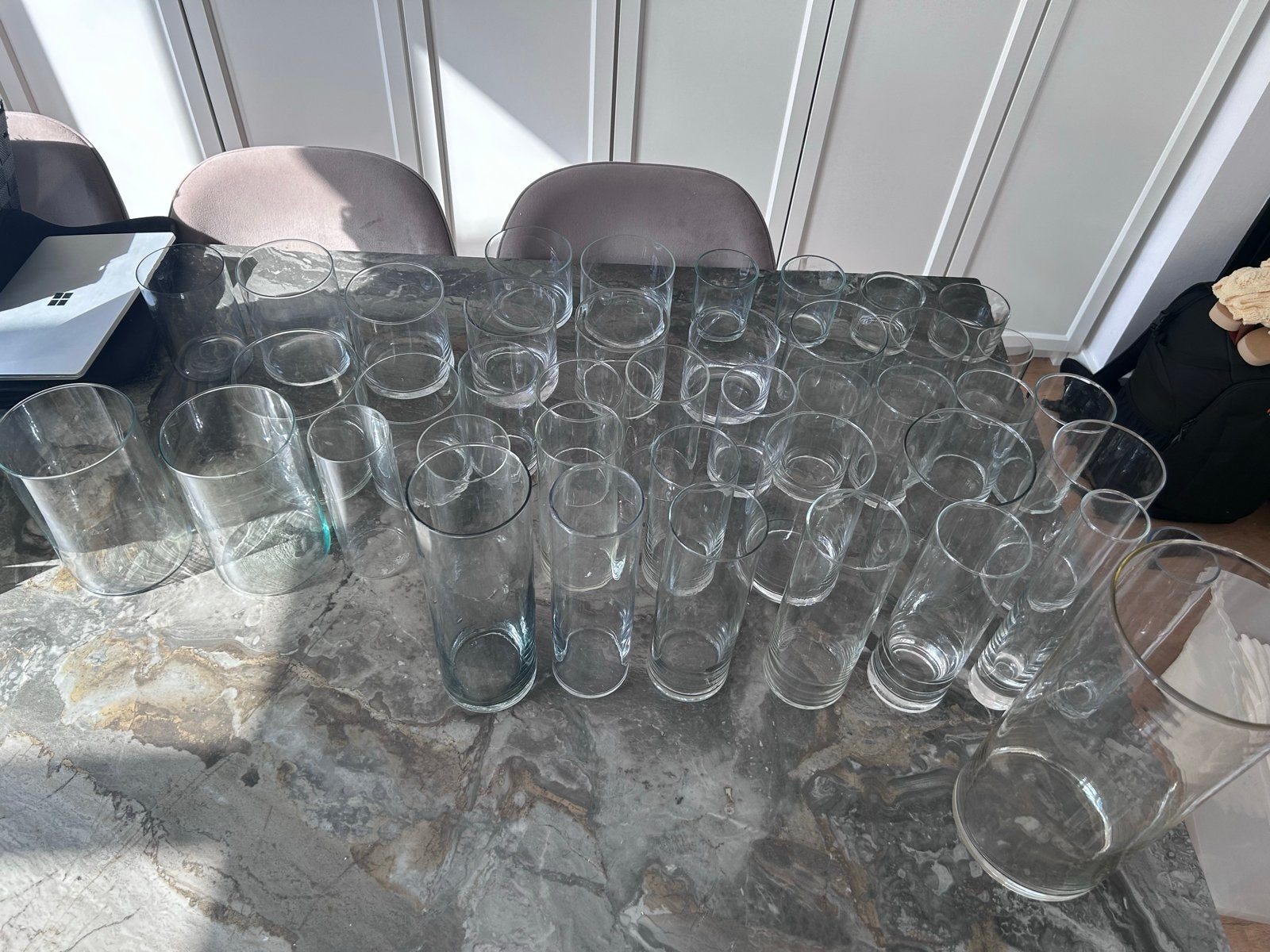 42 Glazen Cilindervazen voor Bruiloft Decoratie, Ophalen, Gebruikt, Transparant, Glas
