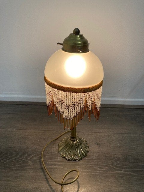 Tafel lamp mat glas messing, Ophalen of Verzenden