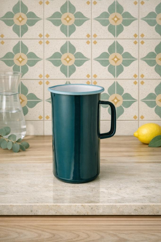 Karaf Donkergroen | Retro | Geëmailleerd | 1,7 liter, Huis en Inrichting, Keuken | Keukenbenodigdheden, Zo goed als nieuw, Overige typen