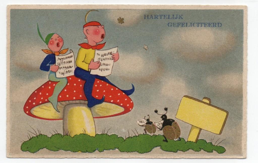 Hartelijk Gefeliciteerd 8182 kinderen paddenstoel kevers, Ophalen, 1940 tot 1960, Ongelopen, Kinderen