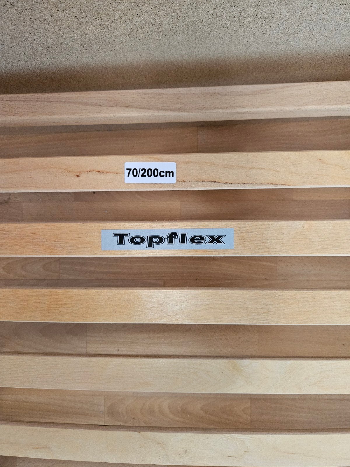 Tweepersoonsbed lattenbodems (140x200 cm), Ophalen, Gebruikt, Beige, Tweepersoons